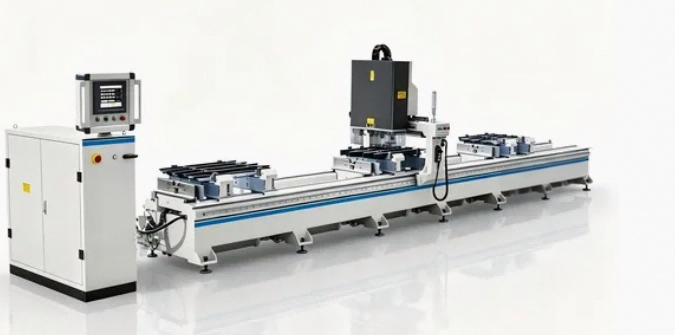 เครื่องเจาะผนังม่านอลูมิเนียม CNC 4 หัวความแม่นยำสูง